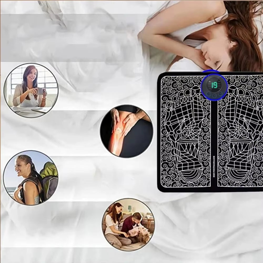 EMS Foot Massager with Remote Control Relaxation Pads Electric Massag Tool to Relieve Sore Feet Cramps Ankle Sprain Swollen Feet