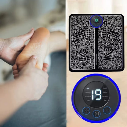 EMS Foot Massager with Remote Control Relaxation Pads Electric Massag Tool to Relieve Sore Feet Cramps Ankle Sprain Swollen Feet