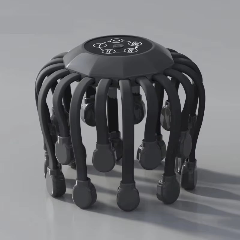 20Massage Heads Orange Scalp Head Massager Red Light Vibrator Octopus Scratcher for Relaxation Stress