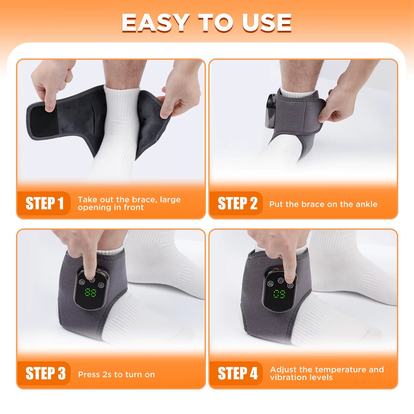 Heating Ankle Massage Belt Electric Hot Compress Vibration Massage Hand Wrist & Foot Ankle Guard Band Carpal Wrap Support Brace